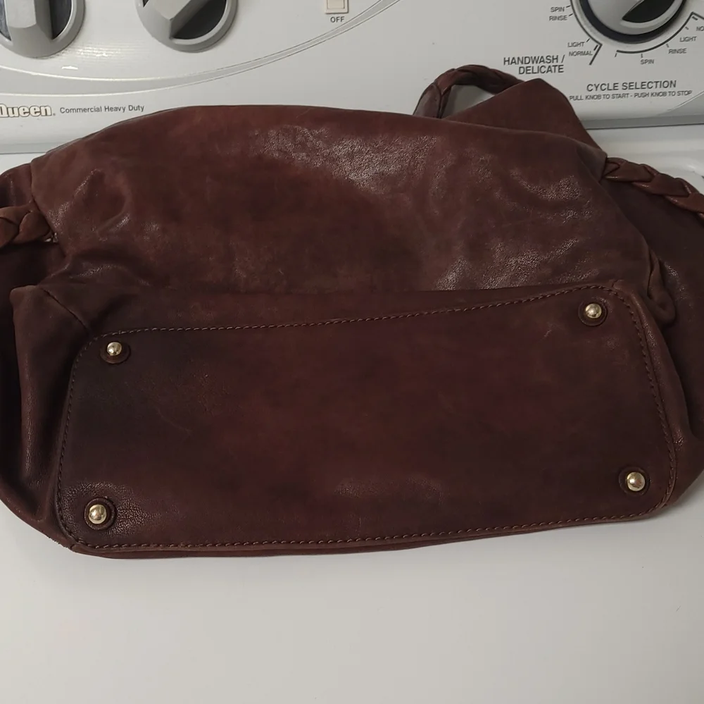Botkier women's leather Hobo handbag Braided strap suede interior gold hardware